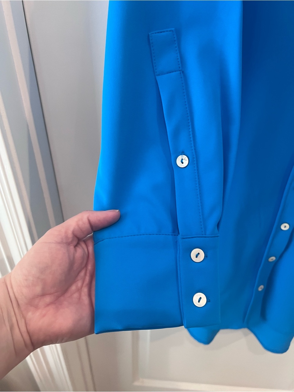Entro Bright Blue Button Up Dress Tunic Size Large - Picture 8 of 16